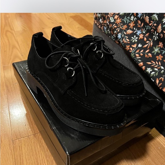 Real Suede Lace Up Chunky Loafer. - Picture 4 of 6